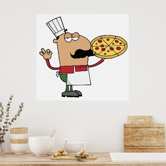 Poster Chef pizza italienne (Cuisine)