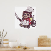 Poster Chef raccoon en fauteuil roulant trop cuit (Cuisine)