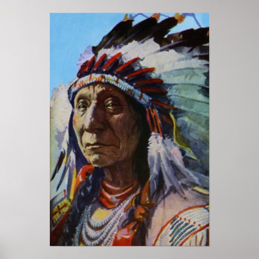Poster Chef Red Cloud Oglala Lakota Sioux Tribu (Devant)