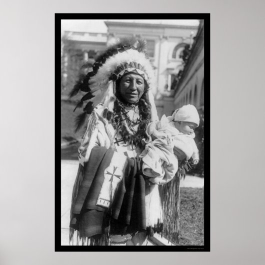 Poster Chef sioux tacheté Corbeau et bébé 1929 (Devant)