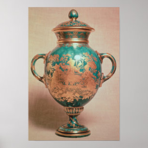Poster Chelsea vase and lid with gilt chinoiserie