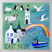 Poster Chemin côtier de Fife NEUK EST Carte illustrée (Devant)