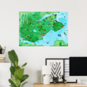 Poster Chemin côtier Fife Carte illustrée Aquarelle Art (Bureau à domicile)