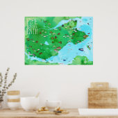 Poster Chemin côtier Fife Carte illustrée Aquarelle Art (Cuisine)