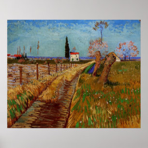 Poster Chemin dans un champ, saules de Vincent van Gogh