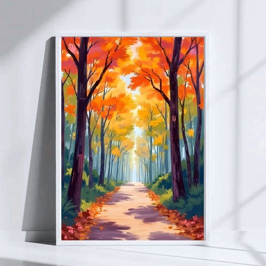 Poster Chemin d'automne peinture de feuillage d'automne