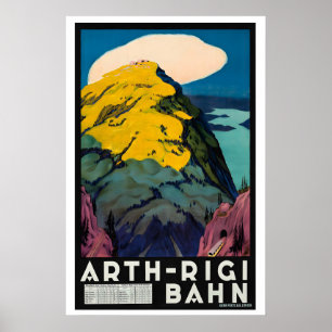 Poster Chemin de fer Arth Rigi Suisse Voyage Vintage