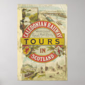 Poster Chemin de fer Caledonian. Visites en Ecosse. (Devant)