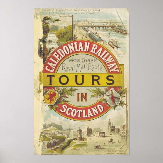 Poster Chemin de fer Caledonian. Visites en Ecosse. (Devant)