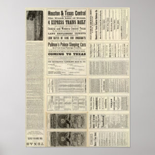 Poster Chemin de fer central de Houston et de Texas par