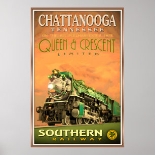 Poster Chemin de fer Chattanooga QUEEN & CRESCENT Limited