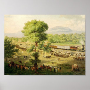 Poster Chemin de fer dans la vallée du Mexique, 1869