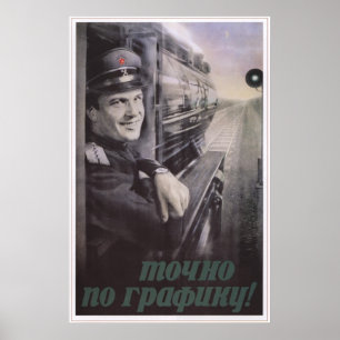 Poster Chemin de fer de l'Union Soviétique 1953 de l'URSS