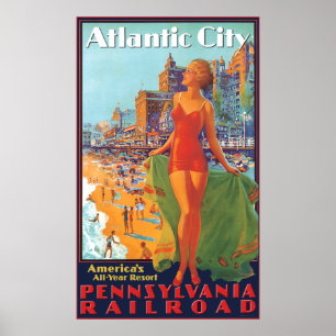 Poster Chemin de fer de Pennsylvanie vers Atlantic City