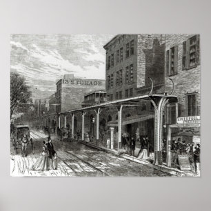 Poster Chemin de fer en hauteur à Greenwich Street, New Y