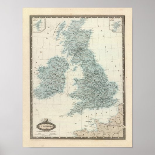 Poster Chemin de fer et canaux des îles britanniques (Devant)