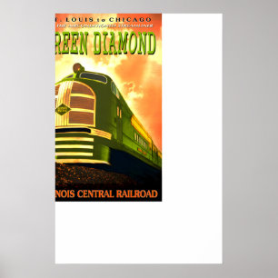 Poster Chemin de fer Illinois Central - GREEN DIAMOND - N