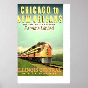 Poster Chemin de fer Illinois Central PANAMA LIMITED Neuf