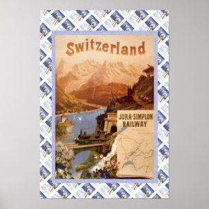 Poster Chemin de fer suisse vintage de Jura Simplon