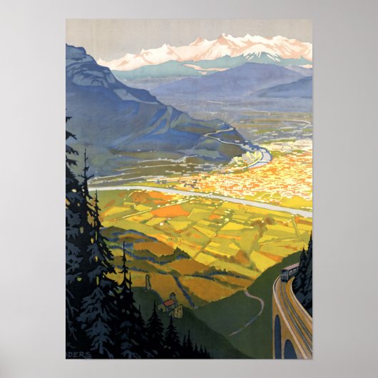 Poster Chemin de fer vintage Grenoble France (Devant)