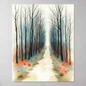 Poster Chemin de forêt d'hiver enchâssé (Devant)