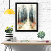 Poster Chemin de forêt d'hiver enchâssé