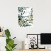 Poster Chemin de la falaise hivernale avec arbres nus (Bureau à domicile)