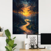 Poster Chemin de la forêt du coucher du soleil dans un st (Bureau à domicile)