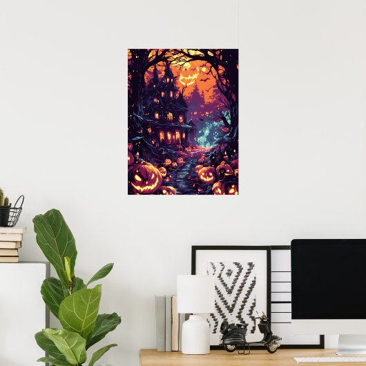 Poster Chemin de Maison Hantée au Clair de Lune (Bureau à domicile)