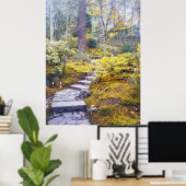 Poster Chemin de pierre dans une forêt moussue d'automne (Bureau à domicile)