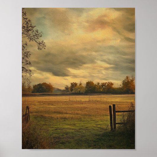 Poster Chemin de prairie nuageuse (Devant)