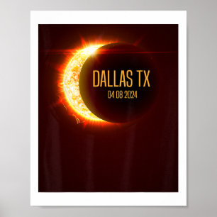 Poster Chemin De Totalité Dallas Tx 4.8.24 Total Solaire
