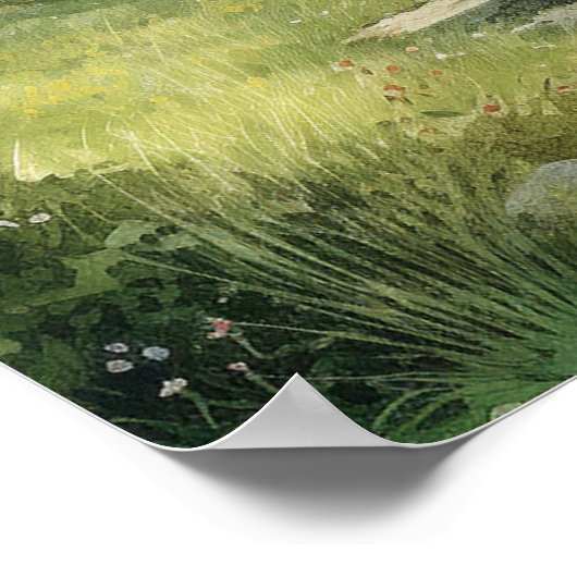 Poster Chemin d'enroulement aquarelle à travers le pré (Coin)