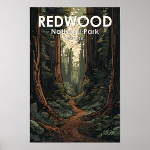 Poster Chemin d'illustration du parc national Redwood Vin