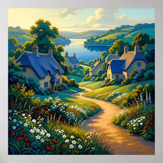 Poster Chemin Doré vers l'Eau Bleue (Devant)