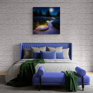 Poster Chemin Du Jardin Sous La Pleine lune