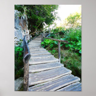 Poster chemin en bois plitvice, croatie
