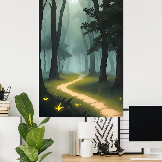 Poster Chemin forestier enchâssé (Bureau à domicile)