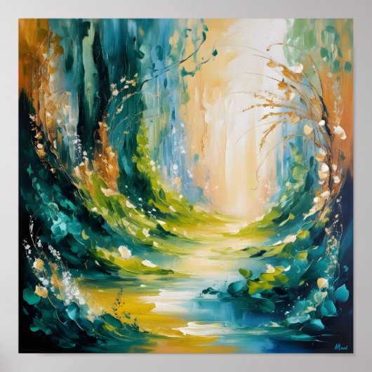 Poster Chemin forestier enchâssé (Devant)