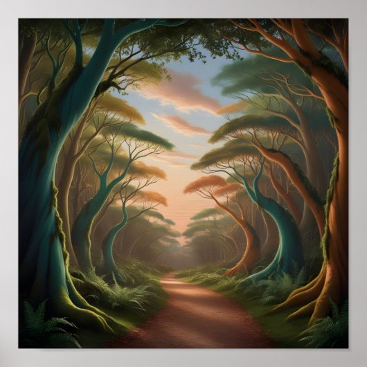 Poster Chemin forestier enchâssé (Devant)