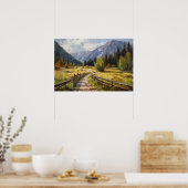 Poster Chemin sinueux peinture à l'huile forêt meau ouest (Cuisine)