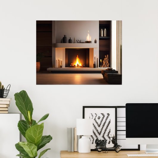 Poster Cheminée à la maison (Bureau à domicile)