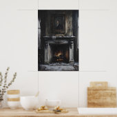 Poster Cheminée abandonnée avec neige et portrait (Cuisine)