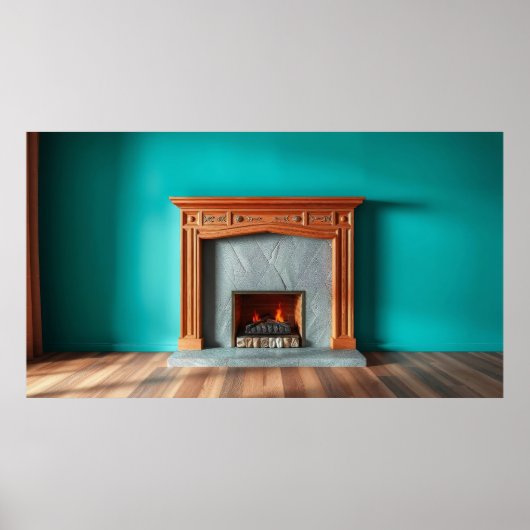 Poster Cheminée cosy (Devant)