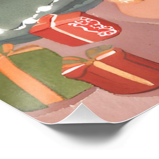 Poster Cheminée de Noël Watercolor (Coin)