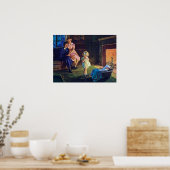 Poster cheminée vintage rétro (Cuisine)