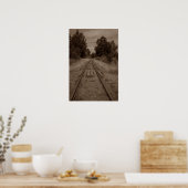 Poster Chemins de fer vides abandonnés Sepia Photo (Cuisine)