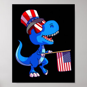 Poster Chemise 4 juillet dinosaure Drapeau américain Dino