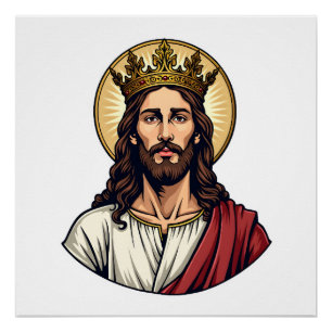 Poster Chemise à gravure vintage halo couronne Jésus 2