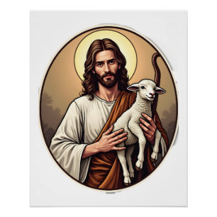 Poster Chemise à gravure vintage Jésus Cercle du Berger